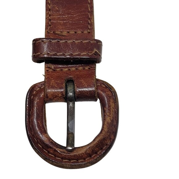 Vtg Handmade Western Braided Leather Belt Sz L Dark Brown Black 38" Turkey - Picture 2 of 14